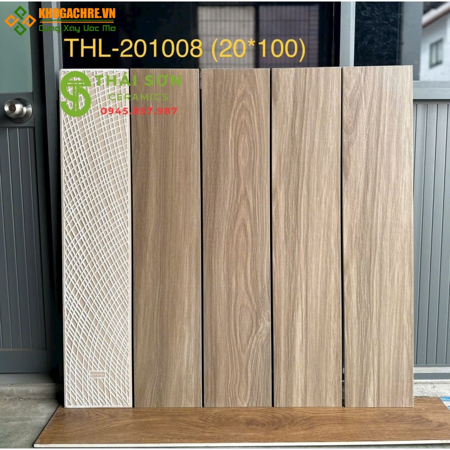 Gạch 20x100 giả gỗ nhập khẩu lát nền màu nâu xám nhạt