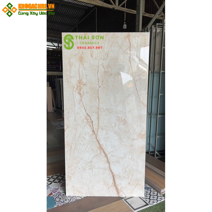 Gạch 80x160 bóng kiếng ấn độ màu vàng kem vân đá 