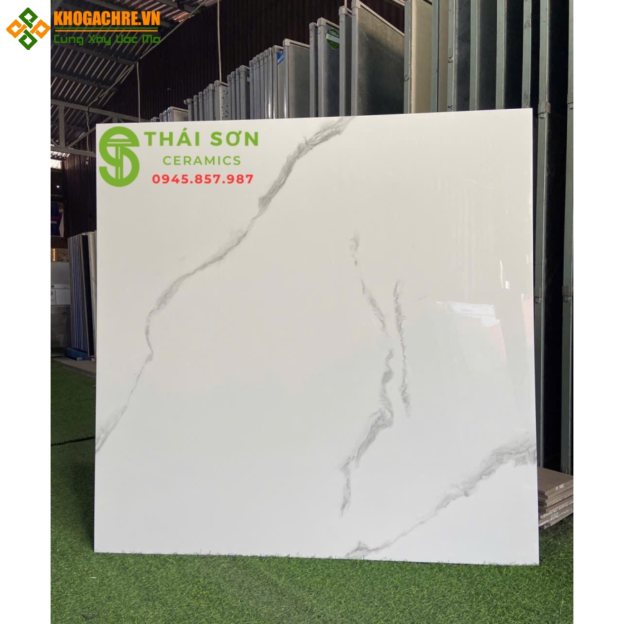 Gạch màu trắng vân mây 120x120 ốp tường ấn độ