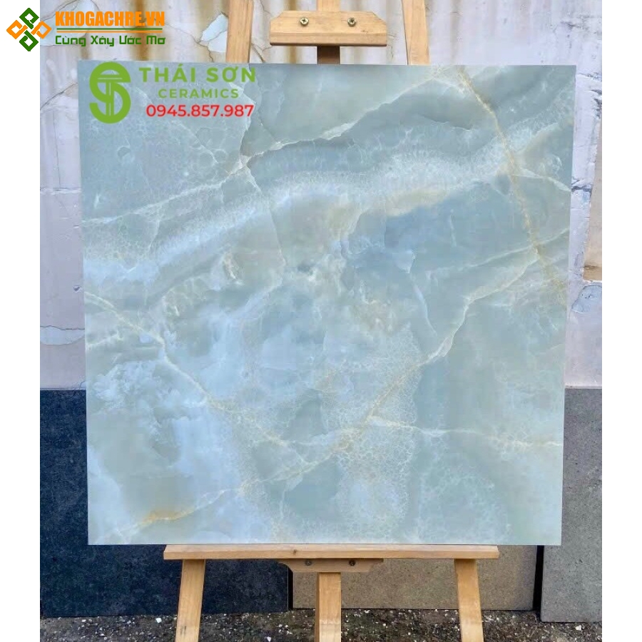 Gạch ấn độ 80x80 màu xanh ngọc vân đá