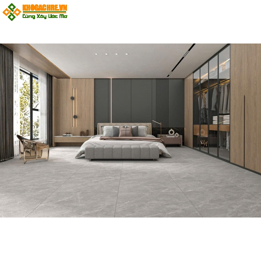 Gạch lát nền á mỹ 80x80 đá mờ màu xám vân 