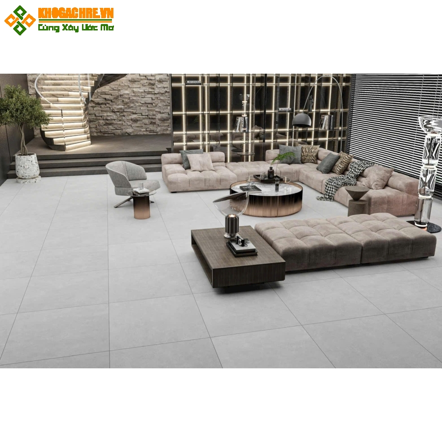 Gạch lát nền á mỹ 80x80 đá mờ màu xi măng nhạt
