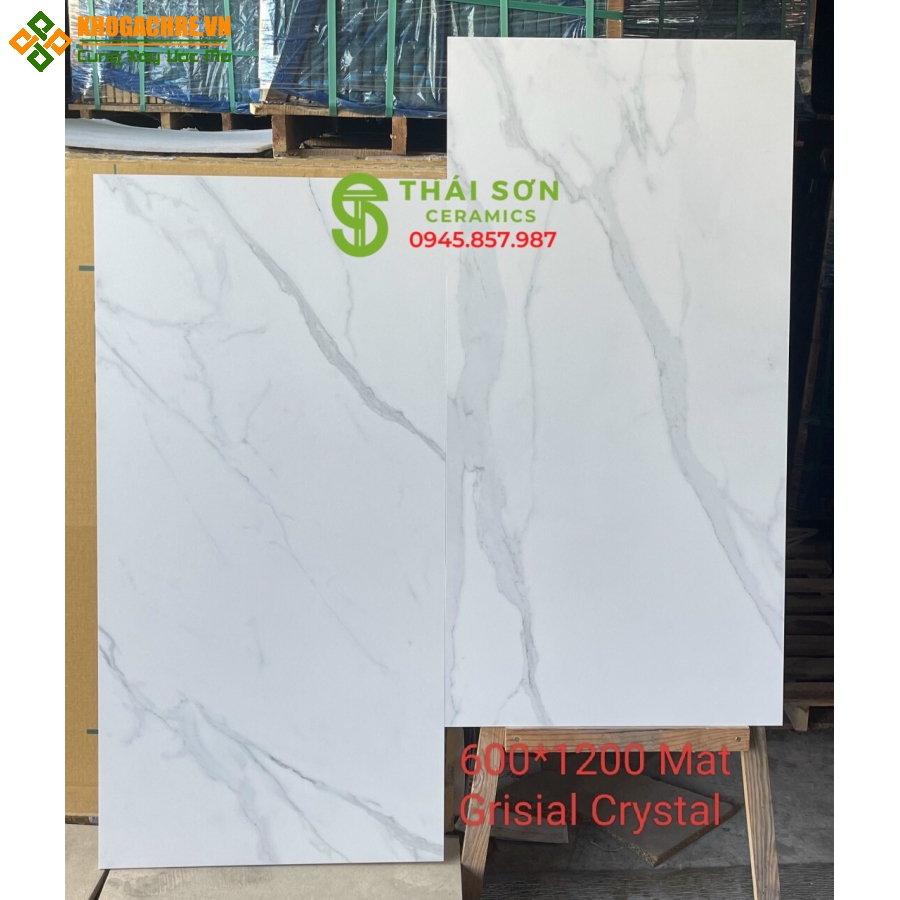Gạch lát nền trắng vân mây matt mờ 60x120 ấn độ