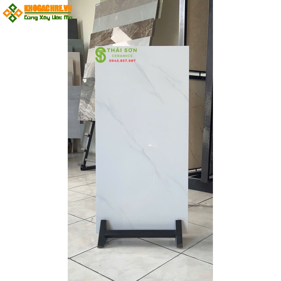Gạch 40x80 trung quốc ốp tường bóng kiếng màu trắng vân mây