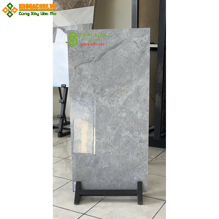 Gạch 40x80 trung quốc ốp tường bóng kiếng màu xám ghi