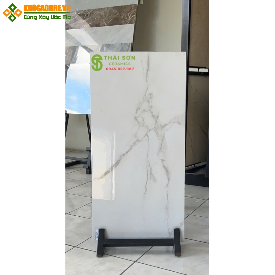 Gạch 40x80 trung quốc ốp tường bóng kiếng marble màu xám khói