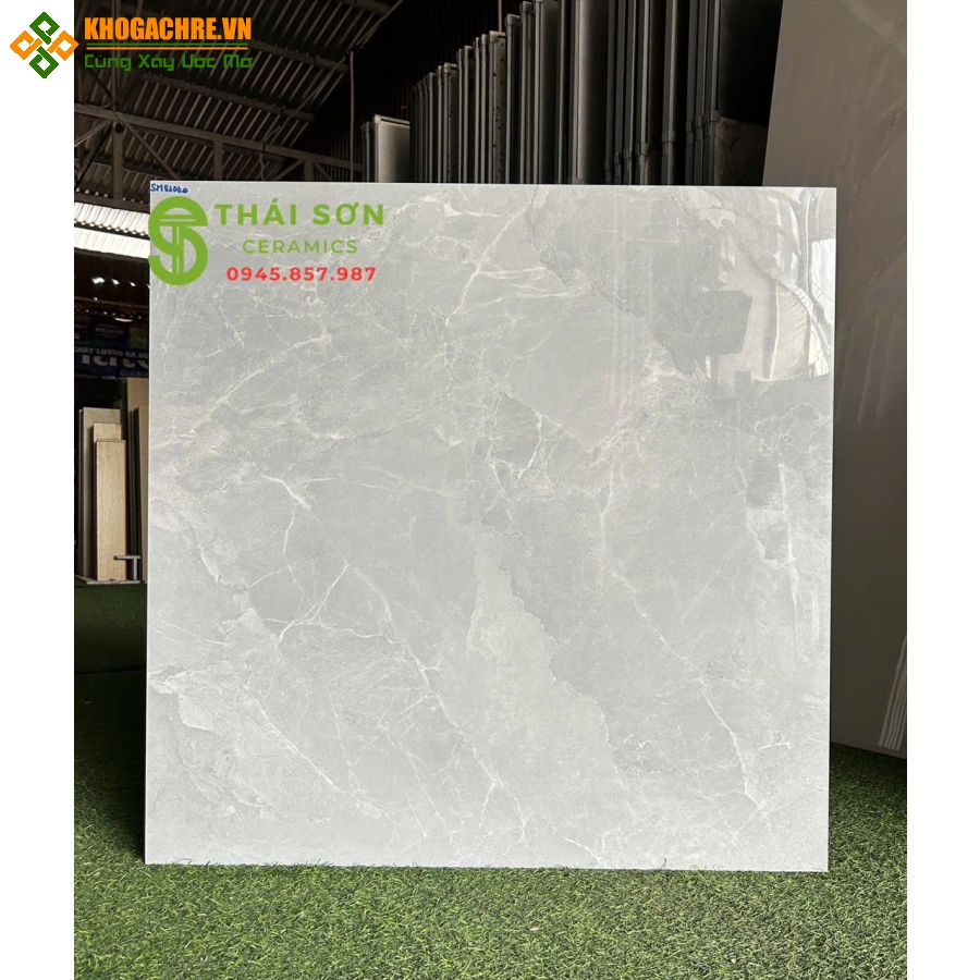 Gạch takao 80x80 bóng kiếng lát nền ghi xám marble