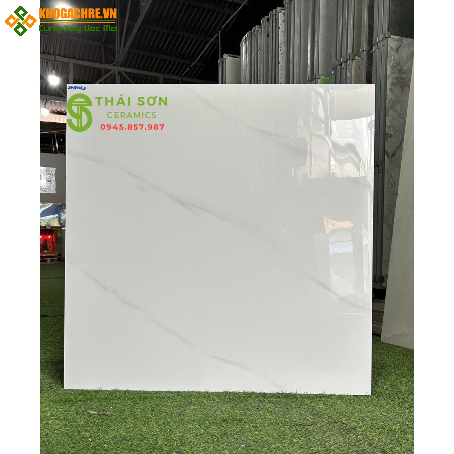 Gạch takao 80x80 bóng kiếng lát nền trắng vân đá