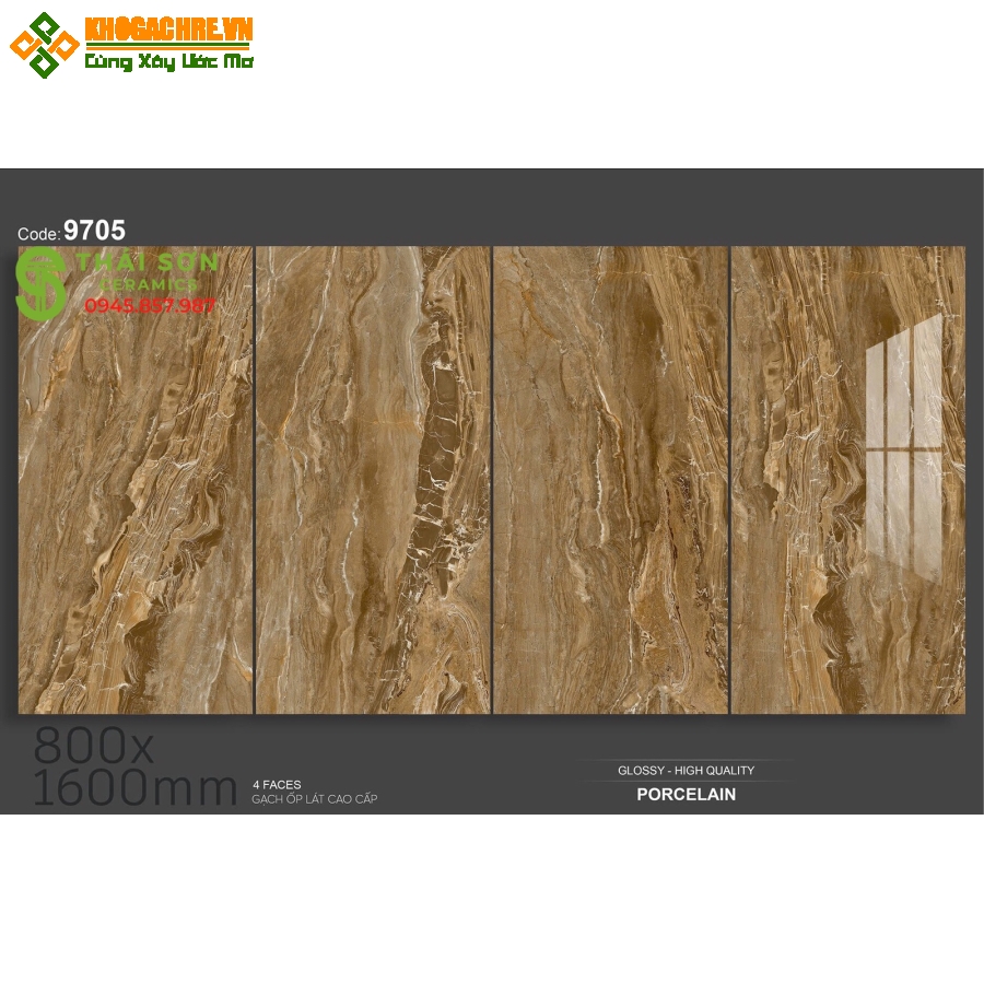 Gạch lát nền tasa 80x160 bóng kiếng nâu vân đá