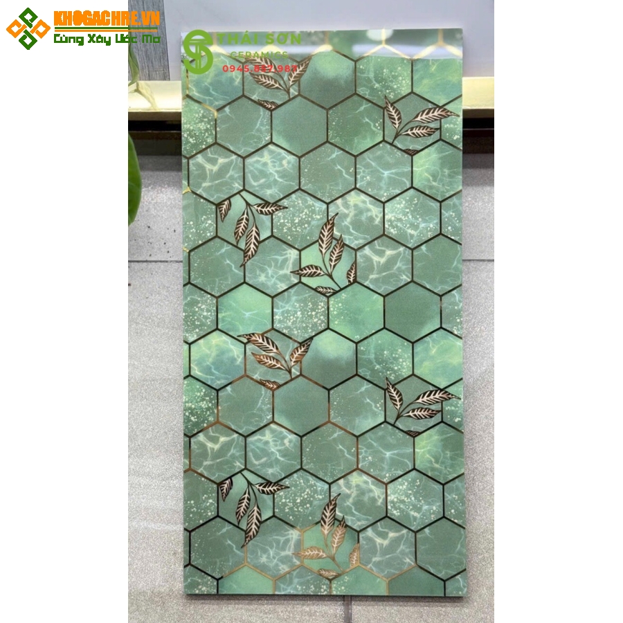 Gạch 30x60 trung quốc màu xanh hình lục giác nhỏ