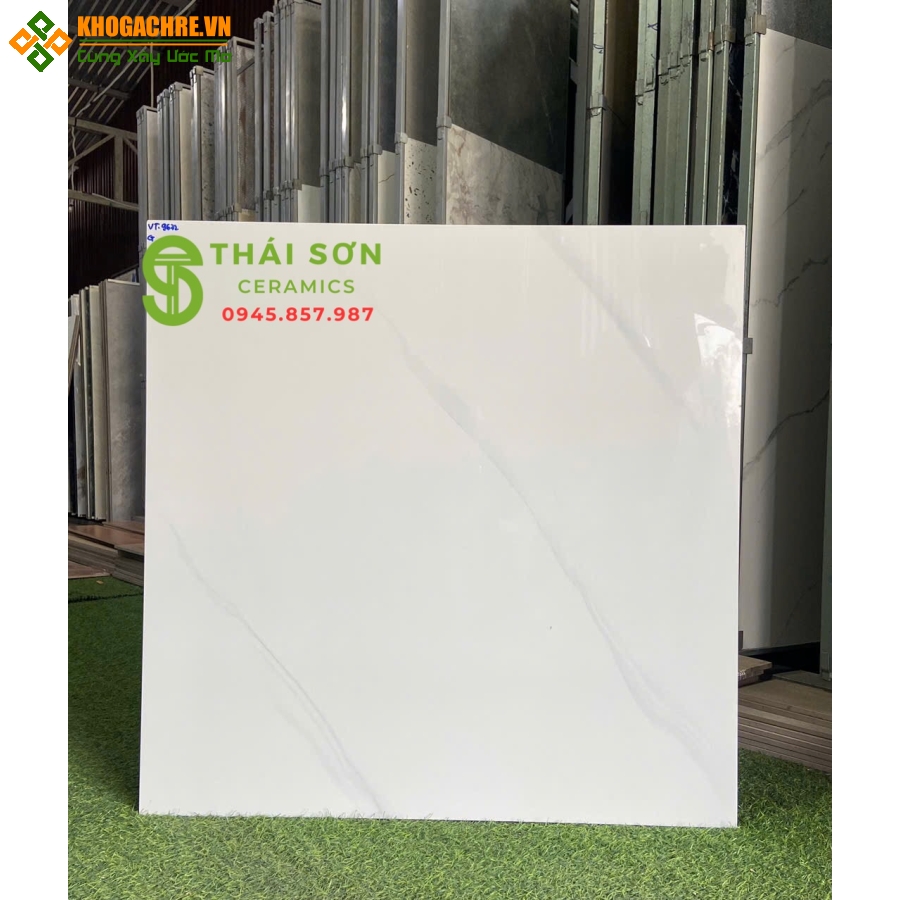 Gạch bóng kiếng 80x80 vitto màu trắng vân lát nền cao cấp