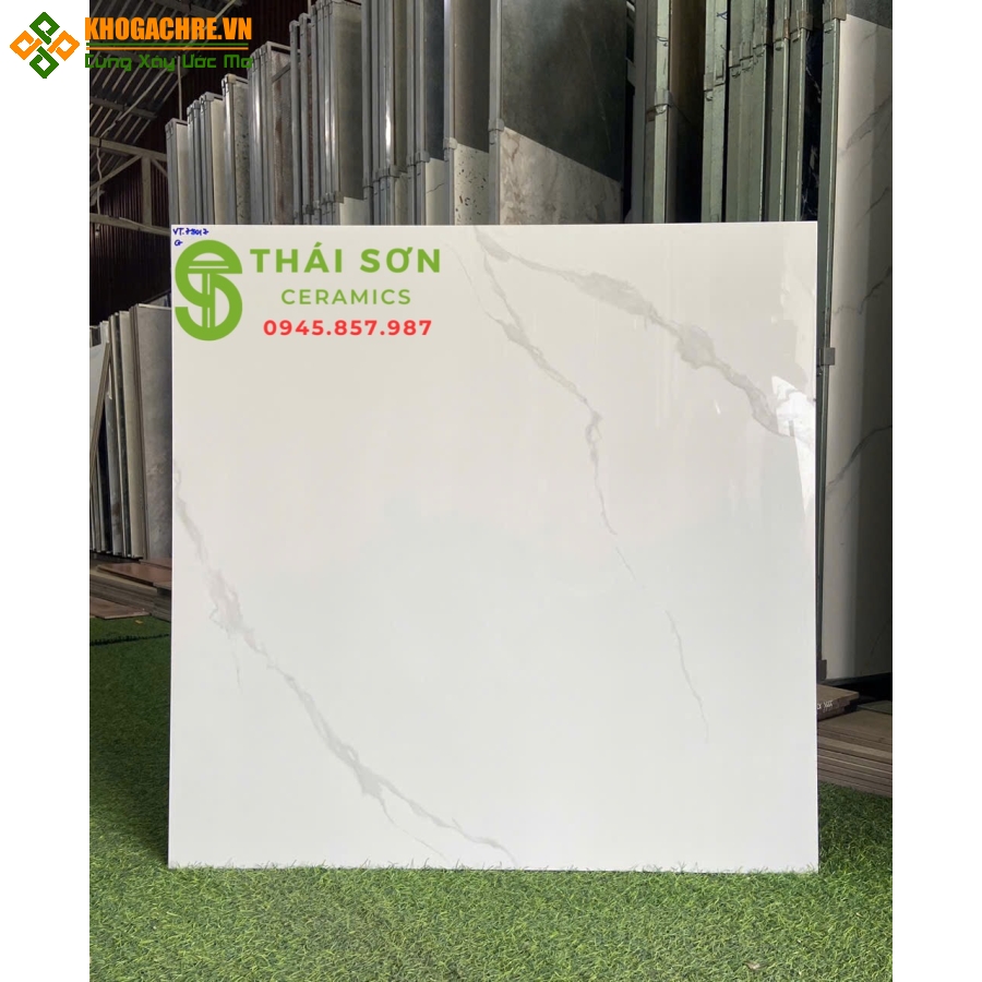 Gạch lát nền màu trắng vân mây 80x80 vitto 