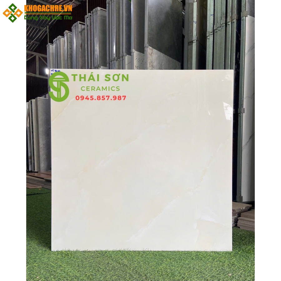 Gạch lát nền màu kem vàng vân đá 80x80 vitto 