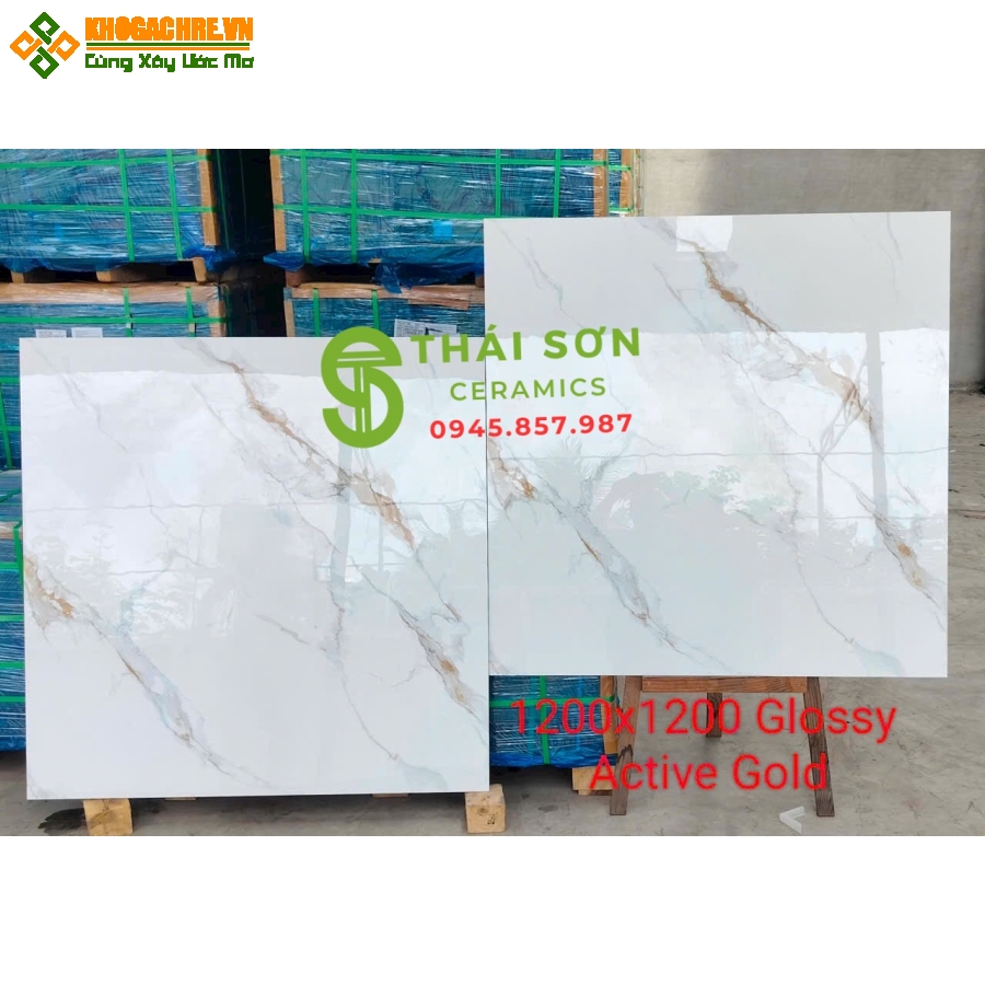 Gạch lát nền 120x120 ấn độ bóng kiếng trắng vàng kim