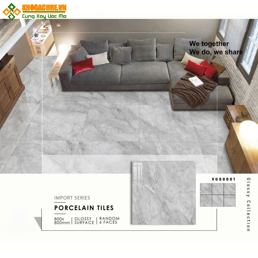 Gạch ấn độ 80x80 vân xám lát nền bóng kiếng cao cấp